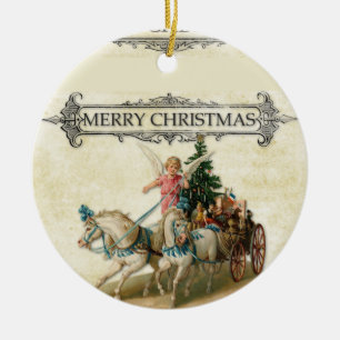 Angel Ride Horses Kerstboom Keramisch Ornament