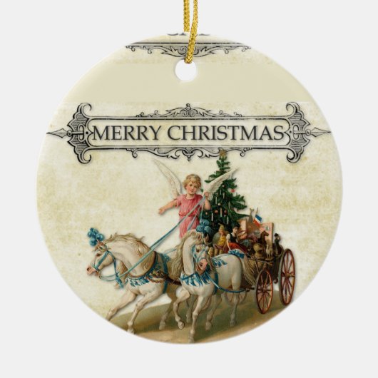 Angel Ride Horses Kerstboom Keramisch Ornament (Voorkant)