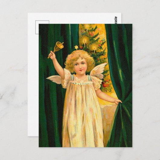 Angel ringing the bell for Christmas time Briefkaart (Voorkant / Achterkant)