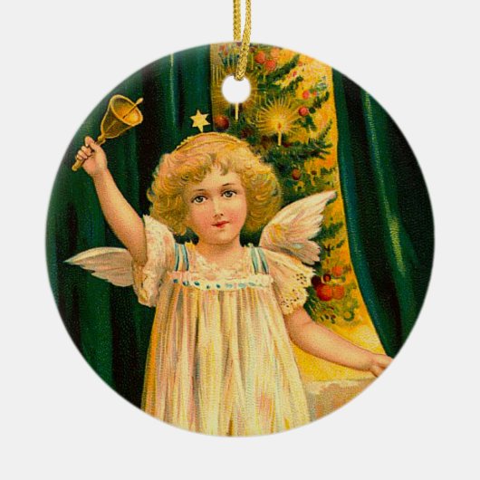 Angel ringing the bell for Christmas time Keramisch Ornament (Voorkant)