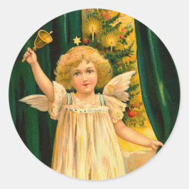 Angel ringing the bell for Christmas time Ronde Sticker
