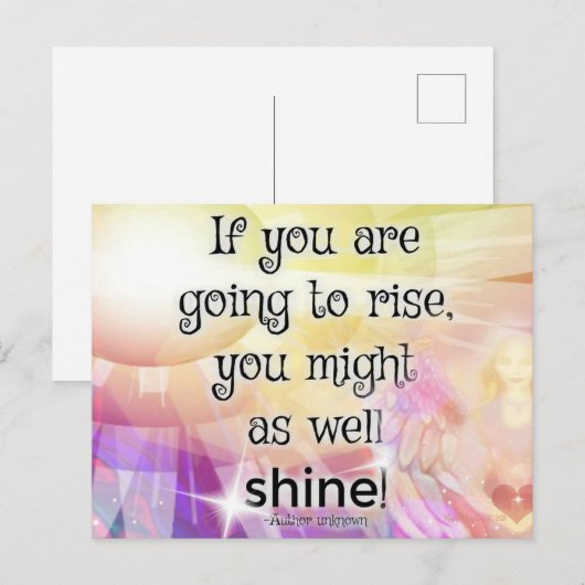 Angel Rise Shine Kleurrijke Mooie Waterverf Kunst Briefkaart (Voorkant / Achterkant)