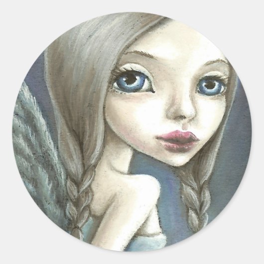 angel ronde sticker (Voorkant)