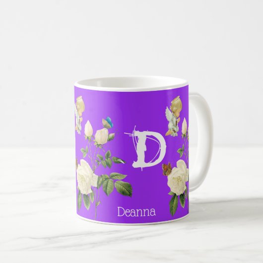 Angel Roos Paarse Floral Mok (Voorkant rechts)