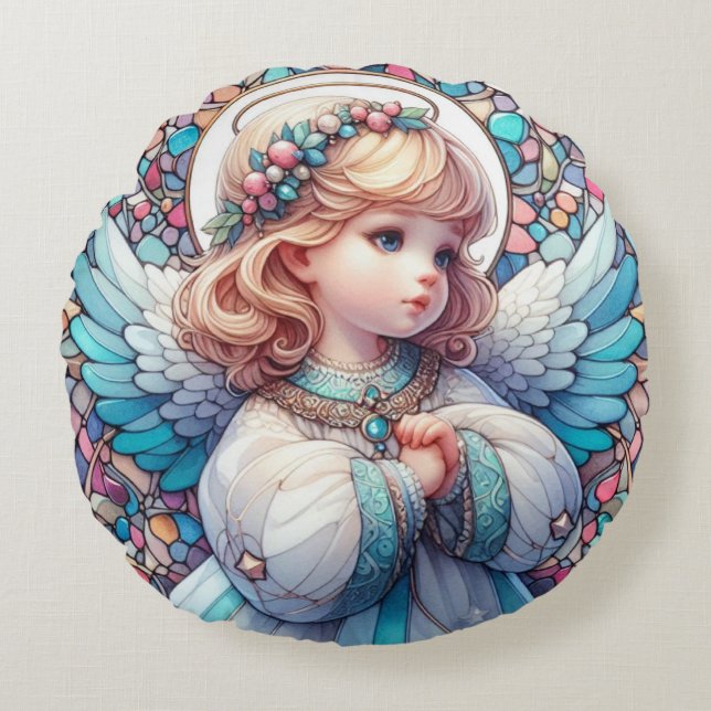 Angel Round Sierkussen Rond Kussen (Voorkant)