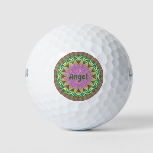 ANGEL ~ Roze groen fractal Design ~ Golfballen (Voorkant)