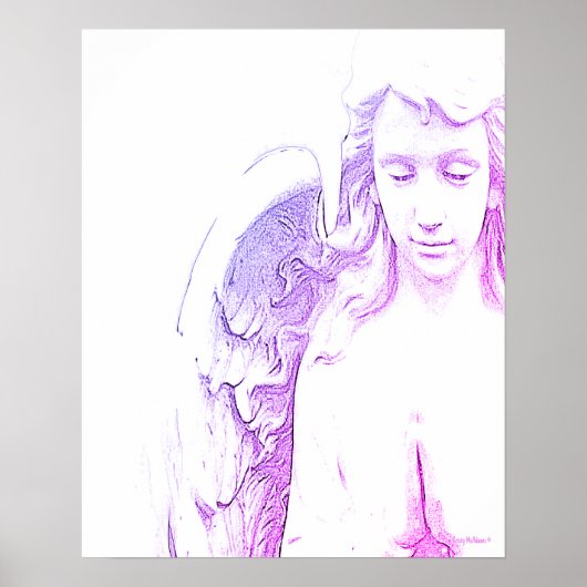 Angel Roze Paarse Vleugels Ombre Wall Art Print (Voorkant)