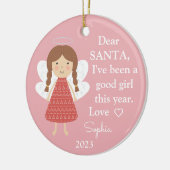 Angel Santa Ik ben een goed meisje met kerstmis. Keramisch Ornament (Links)