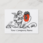 ANGEL SCHILDEREN VAN EEN RODE BLOEM Zwart Wit Visitekaartje (Achterkant)