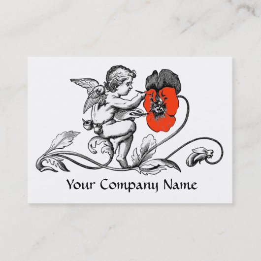 ANGEL SCHILDEREN VAN EEN RODE BLOEM Zwart Wit Visitekaartje (Achterkant)