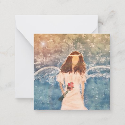 Angel schilderij mini notecard 2.5" notitiekaartje (Voorkant)