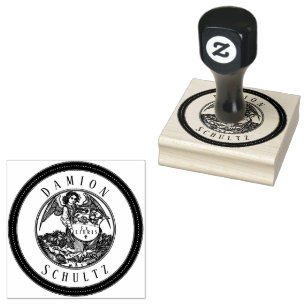 Angel  Scroll Ex Libris Naam Rubber Stamp Rubberstempel