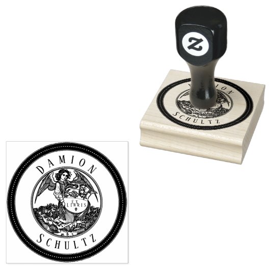 Angel  Scroll Ex Libris Naam Rubber Stamp Rubberstempel (Gestempeld)