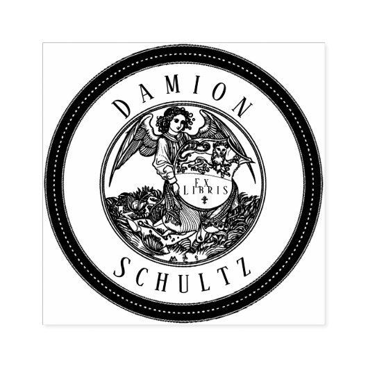 Angel  Scroll Ex Libris Naam Rubber Stamp Rubberstempel (Afrduk)