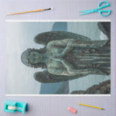 Angel Sculptuur Gedekt In Patina Decoupage Tissuepapier (Craft)