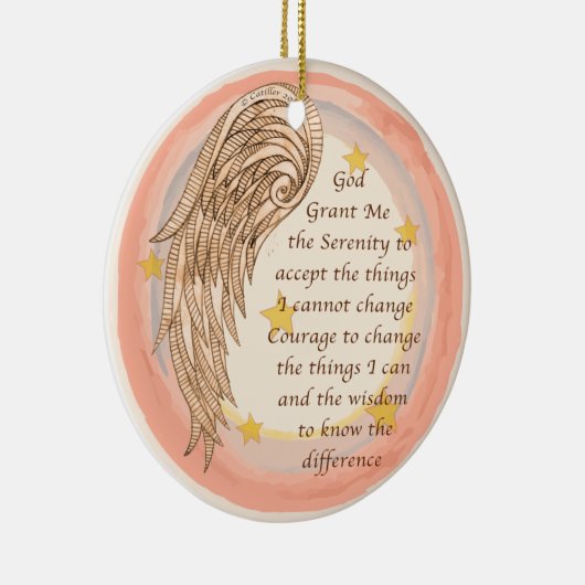 Angel Serenity Prayer Keramisch Ornament (Rechts)