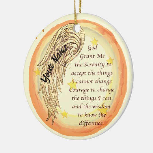 Angel Serenity Prayer Keramisch Ornament (Links)