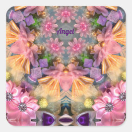 ANGEL ~ Shades Yellow, Paars, Roze, blauw Vierkante Sticker