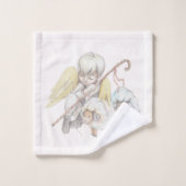 Angel Shepherd met Lambs Pastoral Bad Handdoek (Wasdoekje)