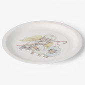 Angel Shepherd met Lambs Pastoral Papieren Bordje (Gekanteld)