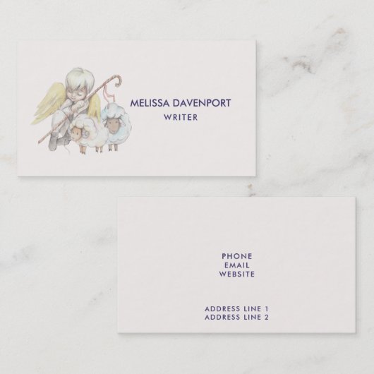 Angel Shepherd met Lambs Pastoral Visitekaartje (Voorkant / Achterkant)