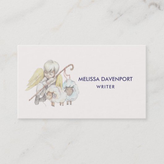 Angel Shepherd met Lambs Pastoral Visitekaartje (Voorkant)