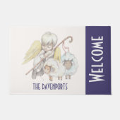 Angel Shepherd met lammeren Pastoraal welkom Deurmat (Voorkant)