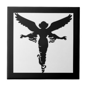 Angel Silhouette op witte keramische Tegel Tegeltje