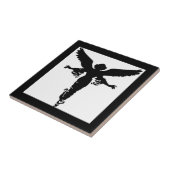 Angel Silhouette op witte keramische Tegel Tegeltje (Zijkant)