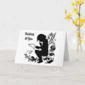 Angel Silhouette Reading Wenskaart Kaart (Gele Bloem)