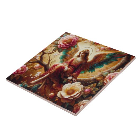 Angel Sitting Alone on a Tree Limb Tegeltje (Zijkant)