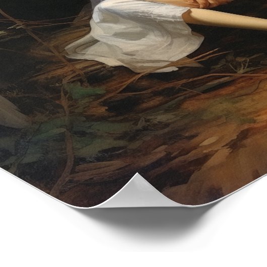 Angel Sitting on Ground - Serene Poster met (Hoek)