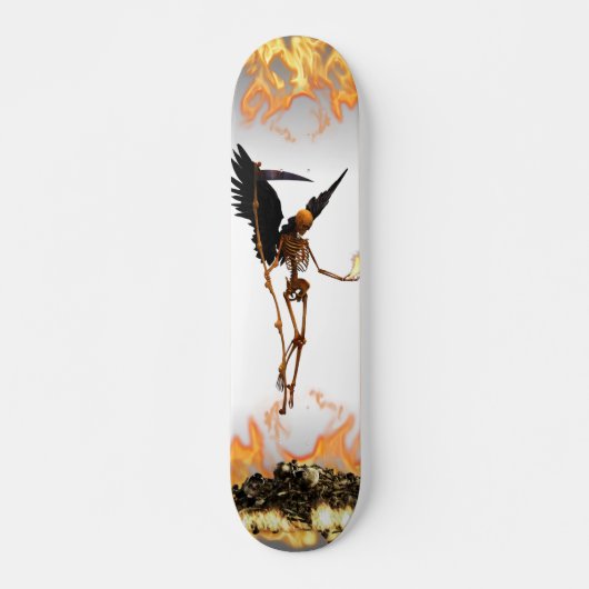 Angel Skeleton Demon Wings Flames Persoonlijk Skateboard (Voorkant)