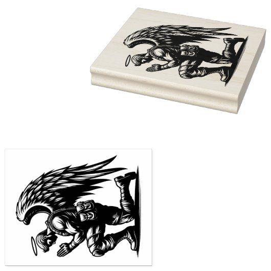 Angel Soldier Man bidden Wood Art Stamp Rubberstempel (Gestempeld)