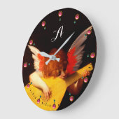 ANGEL SPEELT LUTE Music Making Cherub Monogram Grote Klok (Hoek)