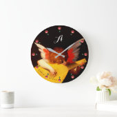 ANGEL SPEELT LUTE Music Making Cherub Monogram Grote Klok (Huis)