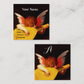 ANGEL SPEELT LUTE Music Making Cherub Monogram Vierkante Visitekaartje (Voorkant / Achterkant)