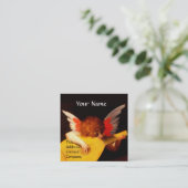 ANGEL SPEELT LUTE Music Making Cherub Monogram Vierkante Visitekaartje (Staand voorkant)