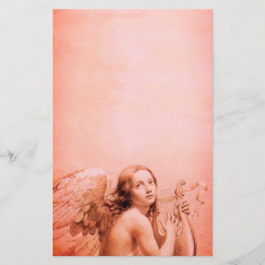 ANGEL SPEELT LYRA OVER DE CLOUDS Antiek Red Briefpapier (Voorkant)