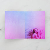 ANGEL SPEELT LYRA OVER DE CLOUDS Blue Pink Feestdagen Kaart (Binnen)