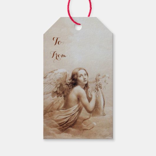 ANGEL SPEELT LYRA OVER DE CLOUDS Brown Cadeaulabel (Voorkant)