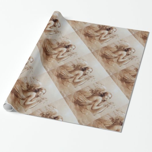 ANGEL SPEELT LYRA OVER DE CLOUDS brown Cadeaupapier (Uitgerold)