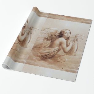 ANGEL SPEELT LYRA OVER DE CLOUDS brown Cadeaupapier