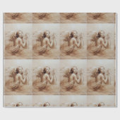 ANGEL SPEELT LYRA OVER DE CLOUDS brown Cadeaupapier (Vlak)