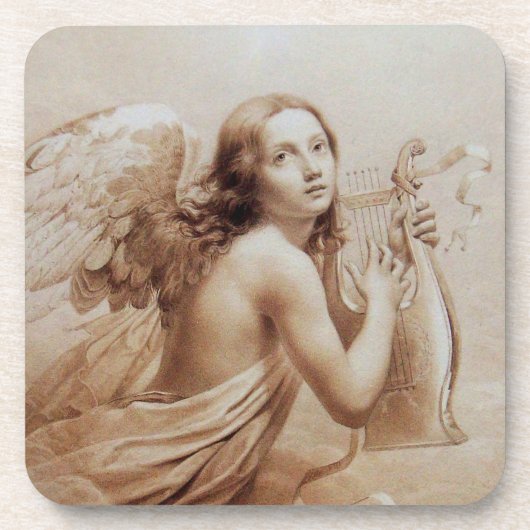 ANGEL SPEELT LYRA OVER DE CLOUDS brown Drankjes Onderzetter (Voorkant)