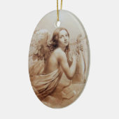 ANGEL SPEELT LYRA OVER DE CLOUDS brown Keramisch Ornament (Links)