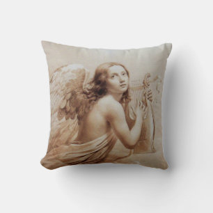 ANGEL SPEELT LYRA OVER DE CLOUDS brown Kussen
