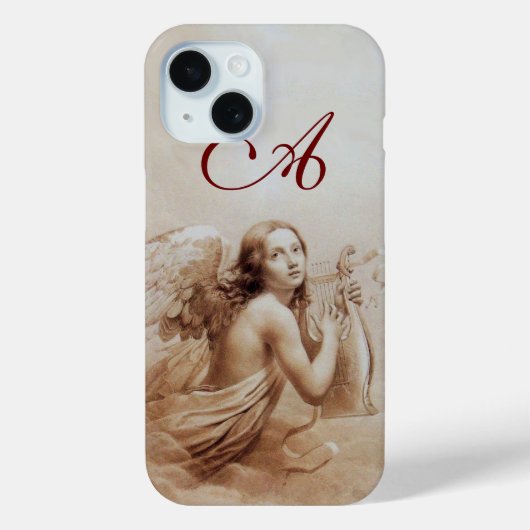 ANGEL SPEELT LYRA OVER DE CLOUDS brown monogram Case-Mate iPhone Case (Achterkant)