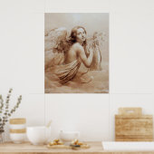 ANGEL SPEELT LYRA OVER DE CLOUDS Brown Sepia Poster (Keuken)