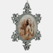 ANGEL SPEELT LYRA OVER DE CLOUDS brown Tin Sneeuwvlok Ornament (Links)